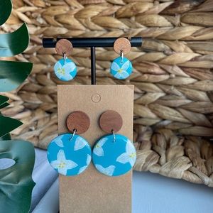Mommy and Me Hand-painted Floral Handmade Polymer Clay dangly earrings